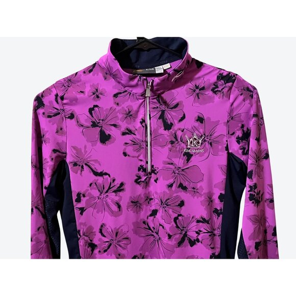 Kjus Women's XS 34 Long Sleeve 1/4 Zip Sport Fit Kingsbarns Vented Floral Top - Picture 2 of 7